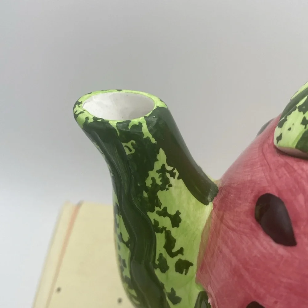 VTG  Cracker Barrel mini Watermelon ceramic Teapot w/ box